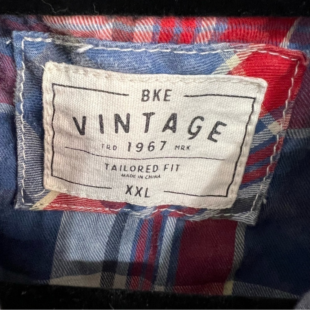 BKE vintage 1967 tailored fit, XXL, plaid pearl snap shirt - Picture 7 of 12
